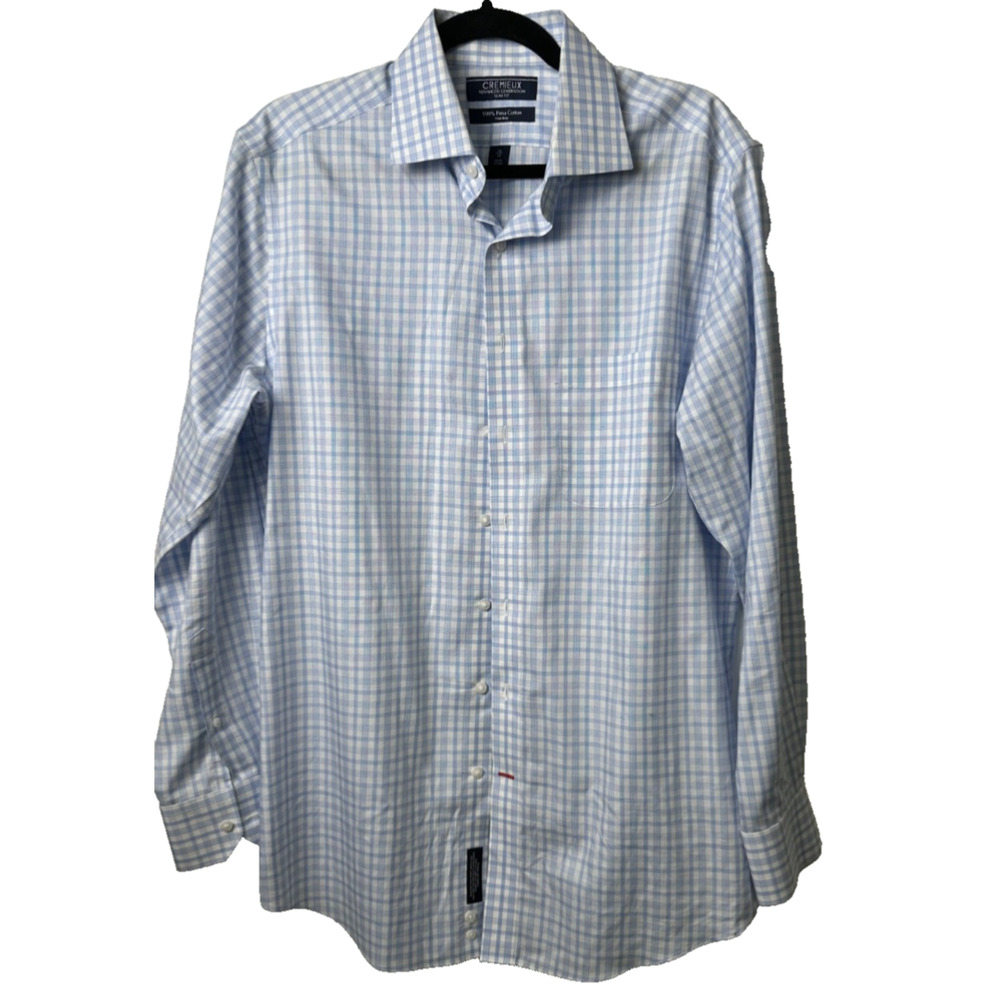 CREMIEUX Advance Generation Classic Fit Shirt Blue Size 16/34 Pima Cotton A30